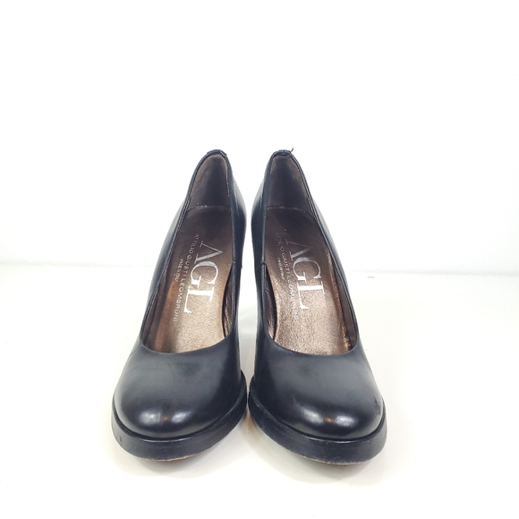 Black Leather AGL See Through Block Heel - Picture 8 of 9